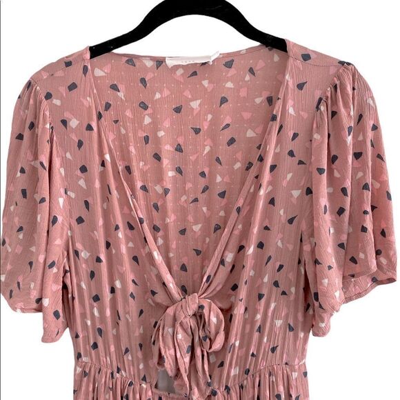 Lush Flutter Sleeve Midi Flounce Dress in Blush Print M - Picture 7 of 11